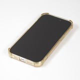 iPhone 14 Pro Case Hülle - Gummi Silikon bumper super flexibel mit Kartenhalter transparent - Gold