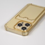 iPhone 14 Pro Case Hülle - Gummi Silikon bumper super flexibel mit Kartenhalter transparent - Gold
