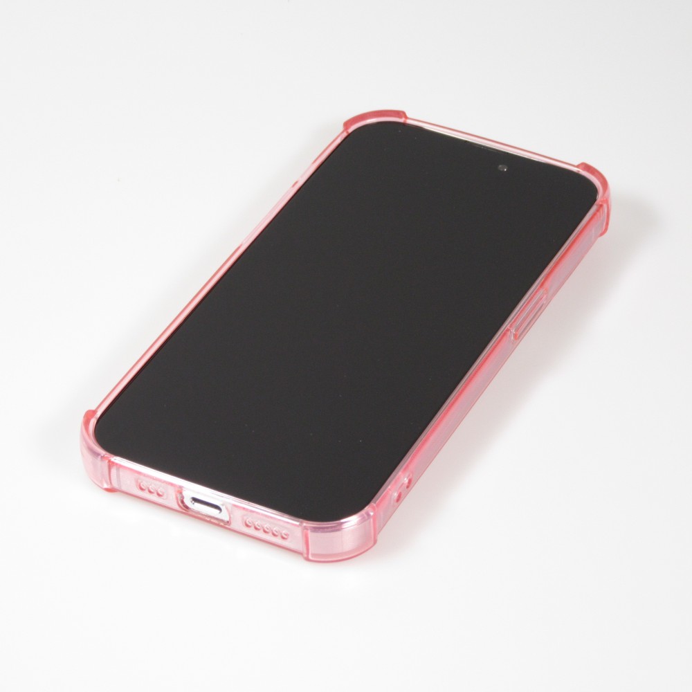 Coque iPhone 14 Pro Max - Gel silicone bumper super flexible avec porte-carte transparent - Rose