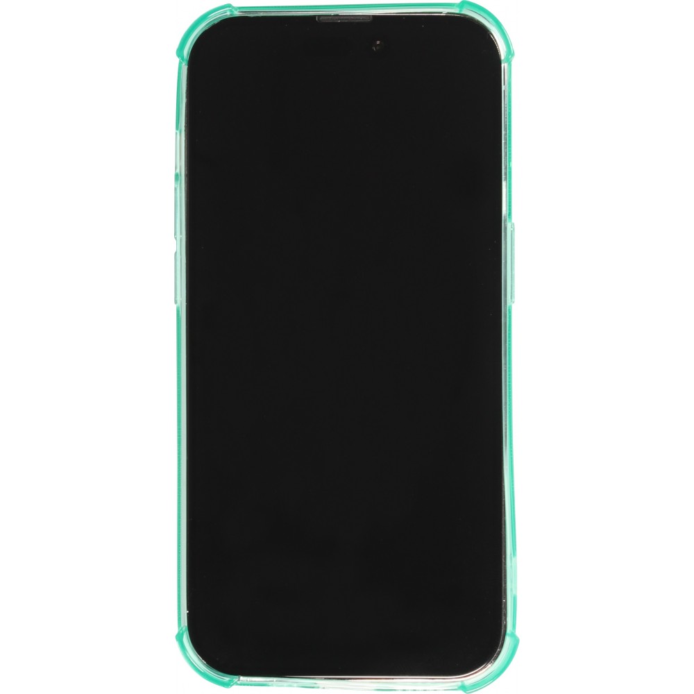 Coque iPhone 14 Pro Max - Gel silicone bumper super flexible avec porte-carte transparent - Vert