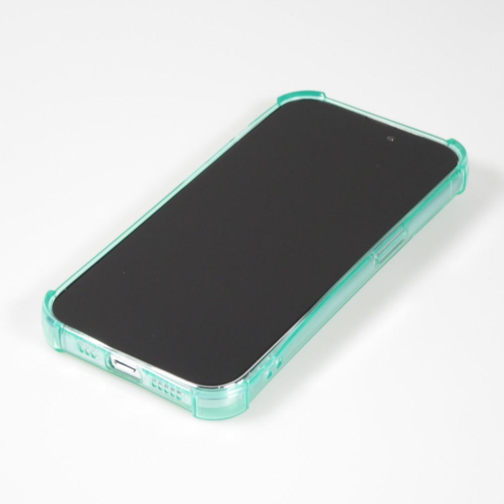 Coque iPhone 14 Pro Max - Gel silicone bumper super flexible avec porte-carte transparent - Vert