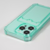 Coque iPhone 14 Pro Max - Gel silicone bumper super flexible avec porte-carte transparent - Vert