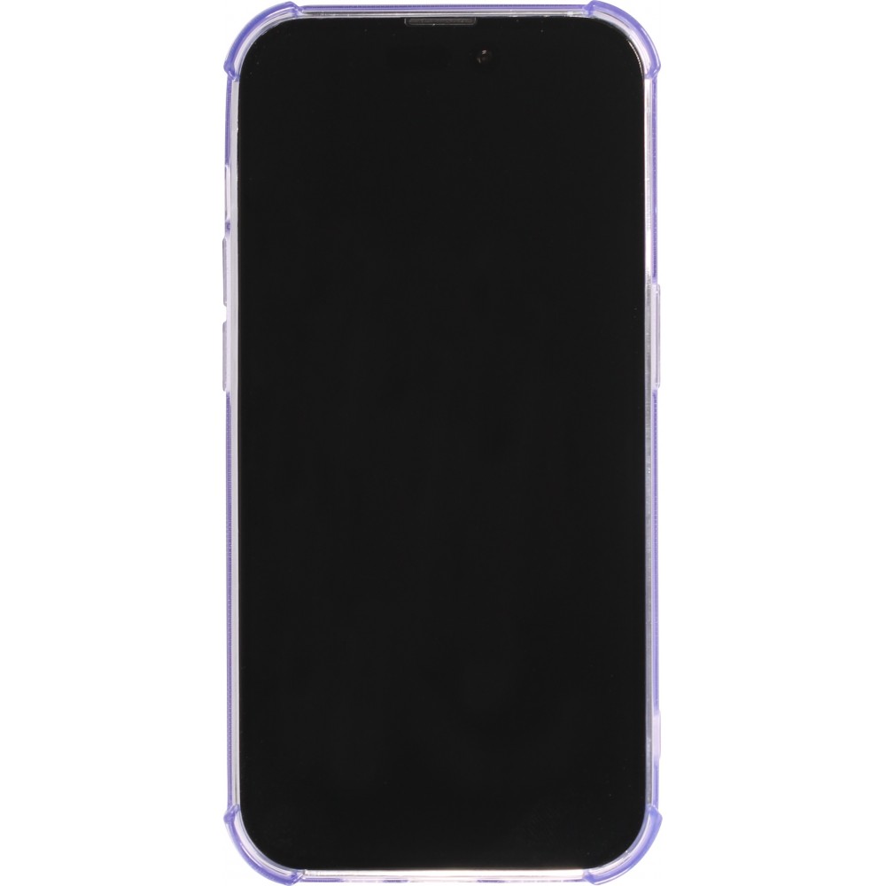 Coque iPhone 14 Pro Max - Gel silicone bumper super flexible avec porte-carte transparent - Violet