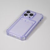 Coque iPhone 14 Pro Max - Gel silicone bumper super flexible avec porte-carte transparent - Violet