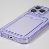 Coque iPhone 14 Pro Max - Gel silicone bumper super flexible avec porte-carte transparent - Violet