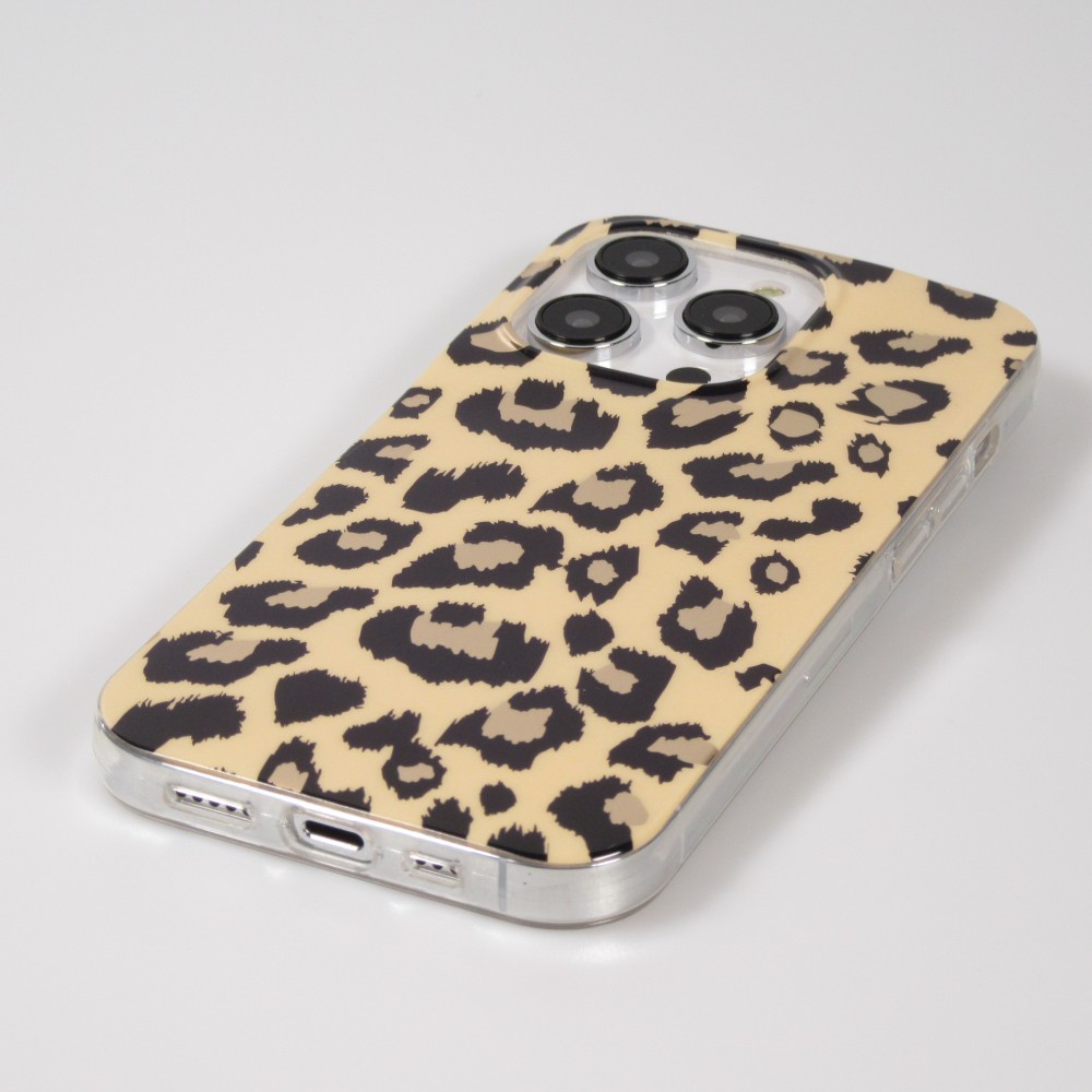 iPhone 14 Pro Case Hülle - Silikon Gel Leoparden Muster
