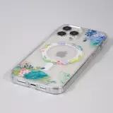 Coque iPhone 13 Pro Max - Gel silicone rigide avec MagSafe fleurs de printemps - Transparent