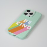 Coque iPhone 14 Pro - Gel silicone souple - Be Kind - Vert menthe
