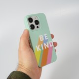 Coque iPhone 15 Pro - Gel silicone souple - Be Kind - Vert menthe