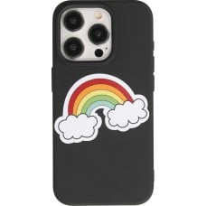 Coque iPhone 15 Pro - Gel silicone souple - Rainbow in the clouds - Noir