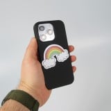 Coque iPhone 15 Pro - Gel silicone souple - Rainbow in the clouds - Noir