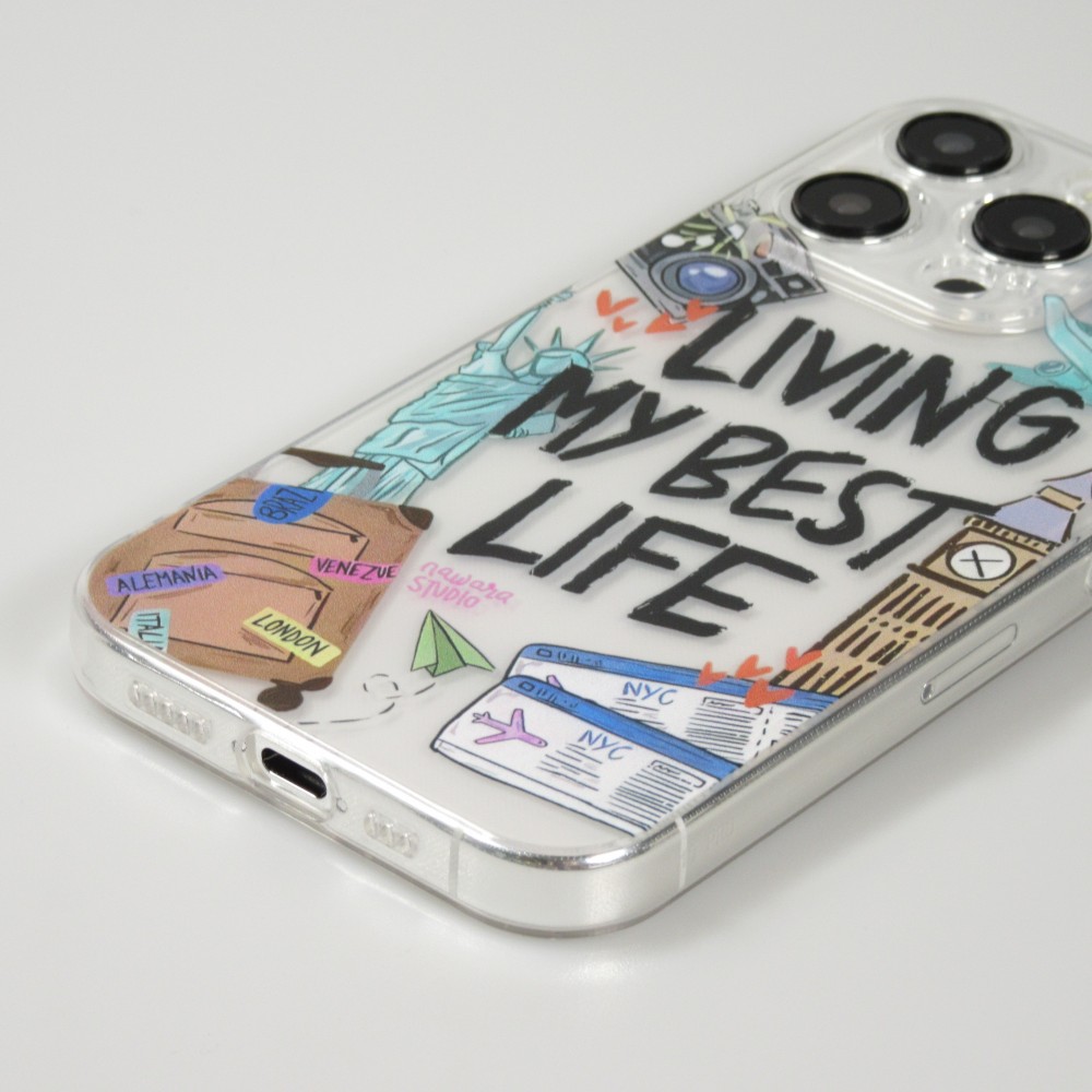 Coque iPhone 15 Pro Max - Gel silicone transparent Living my best Life