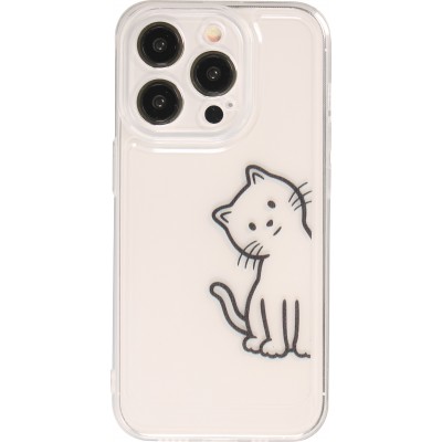 Coque iPhone 15 Pro - Gel silicone transparent petit chat trop mignon