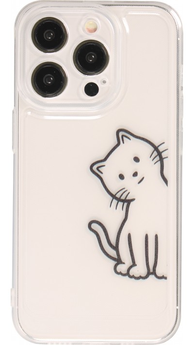 iPhone 14 Pro Case Hülle - Silikon Cover transparent süsse kleine Katze