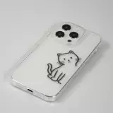 Coque iPhone 15 Pro Max - Gel silicone transparent petit chat trop mignon