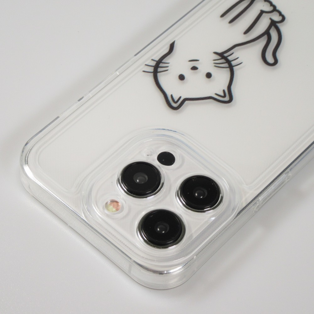 iPhone 15 Pro Case Hülle - Silikon Cover transparent süsse kleine Katze