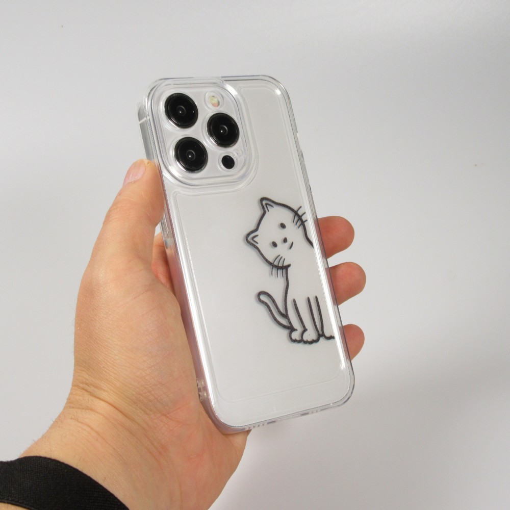 iPhone 15 Pro Case Hülle - Silikon Cover transparent süsse kleine Katze
