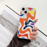 iPhone 14 Pro Case Hülle - Gummi Silikon farbige Wellen - Margarita