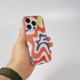 iPhone 14 Pro Case Hülle - Gummi Silikon farbige Wellen - Margarita