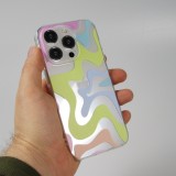 iPhone 14 Pro Max Case Hülle - Gummi Silikon farbige Wellen - Pina Colada