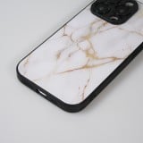 Coque iPhone 13 Pro - Glass marbre avec bord en silicone - Blanc