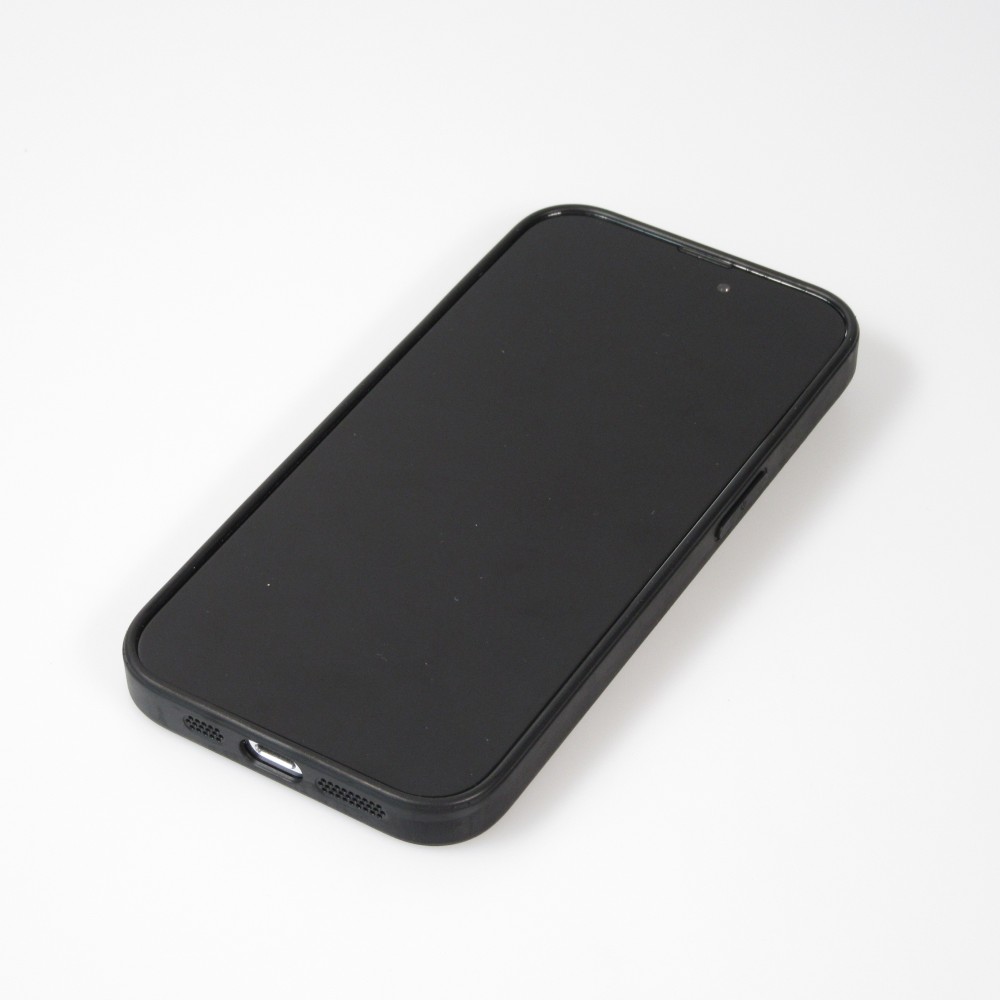 iPhone 13 Pro Case Hülle - Glass Marmor mit Silikonrand - Schwarz