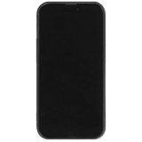 Coque iPhone 13 Pro Max - Glass marbre avec bord en silicone - Noir/or