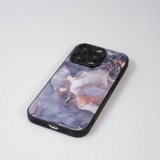 iPhone 13 Pro Max Case Hülle - Glass Marmor mit Silikonrand - Violett
