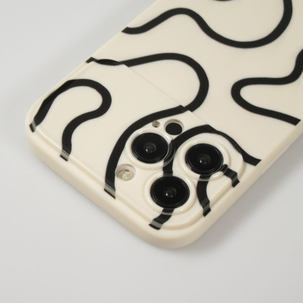 iPhone 15 Pro Case Hülle - Silikon Schutzhülle mit abstrakten Linien Muster - Rosa
