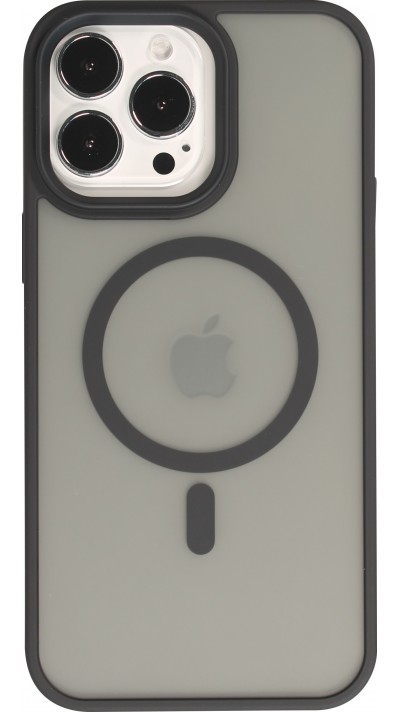 Coque iPhone 14 Pro - Jelly cover glass semi-transparente MagSafe - Black