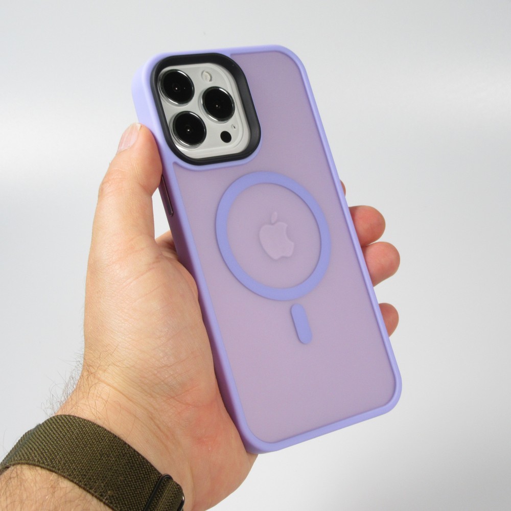 Coque iPhone 14 Pro - Jelly cover glass semi-transparente MagSafe - Light purple