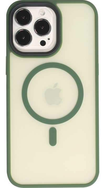 Coque iPhone 13 Pro Max - Jelly cover glass semi-transparente MagSafe - Midnight green