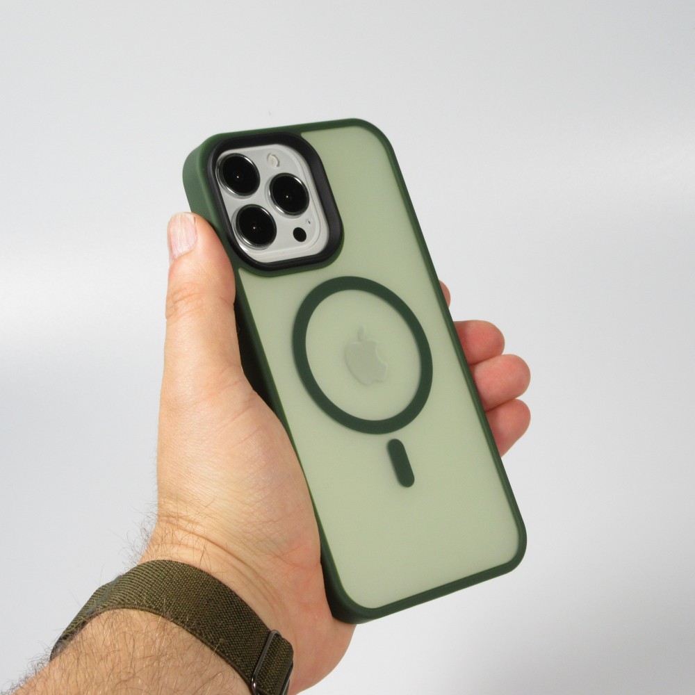 iPhone 13 Pro Max Case Hülle - Jelly cover glass semi-durchsichtig MagSafe - Midnight green