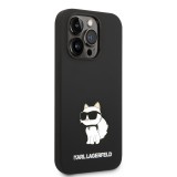 Coque iPhone 14 Pro - Karl Lagerfeld silicone soft touch Choupette - Noir