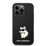 Coque iPhone 14 Pro - Karl Lagerfeld silicone soft touch Choupette - Noir