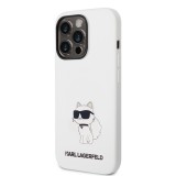 iPhone 14 Pro Case Hülle - Karl Lagerfeld Silikon Soft-Touch Choupette - Weiss