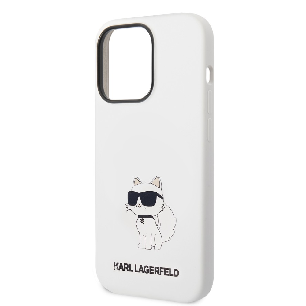 iPhone 14 Pro Case Hülle - Karl Lagerfeld Silikon Soft-Touch Choupette - Weiss