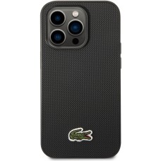 iPhone 14 Pro Case Hülle - Lacoste Petit Piqué Effekt mit MagSafe und gesticktem Logo-Patch - Schwarz