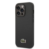 iPhone 14 Pro Case Hülle - Lacoste Petit Piqué Effekt mit MagSafe und gesticktem Logo-Patch - Schwarz