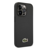 Coque iPhone 14 Pro Max - Lacoste effet Petit Piqué avec MagSafe et patch logo brodé - Noir