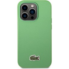 Coque iPhone 14 Pro Max - Lacoste effet Petit Piqué avec MagSafe et patch logo brodé - Vert