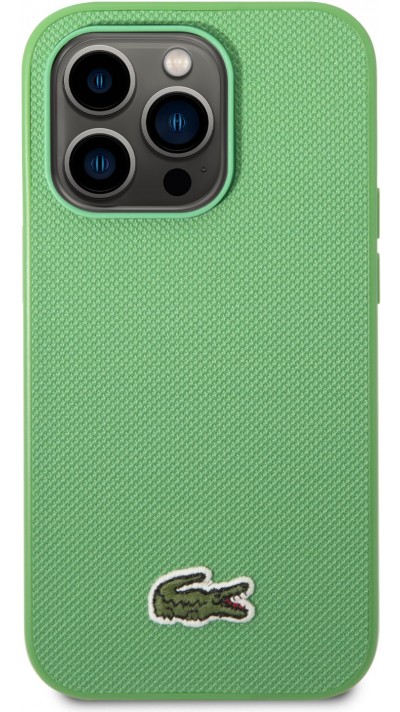 iPhone 14 Pro Case Hülle - Lacoste Petit Piqué Effekt mit MagSafe und gesticktem Logo-Patch - Grün