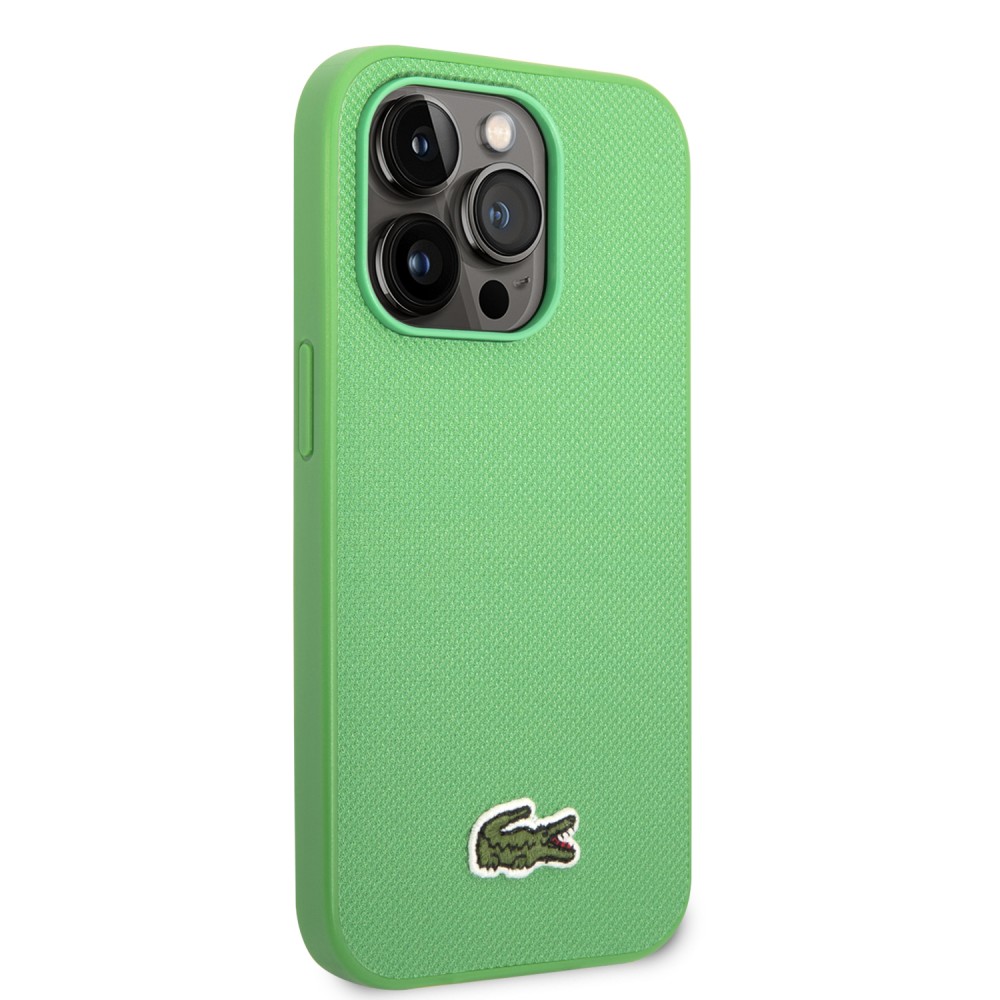 Coque iPhone 14 Pro - Lacoste effet Petit Piqué avec MagSafe et patch logo brodé - Vert