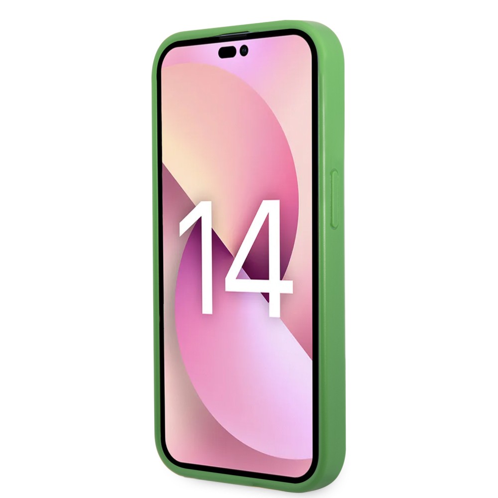 Coque iPhone 14 Pro - Lacoste effet Petit Piqué avec MagSafe et patch logo brodé - Vert