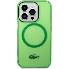 Coque iPhone 14 Pro - Lacoste gel laqué transparent avec MagSafe - Vert clair