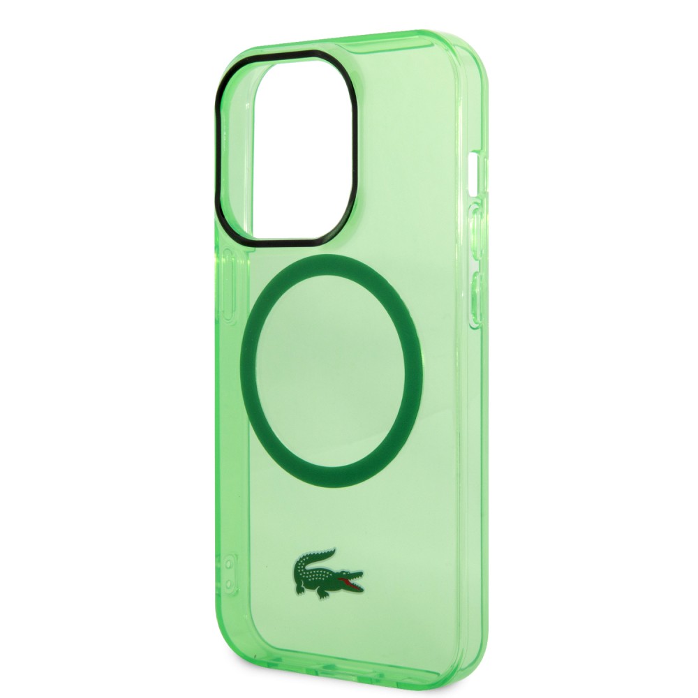 Coque iPhone 14 Pro - Lacoste gel laqué transparent avec MagSafe - Vert clair