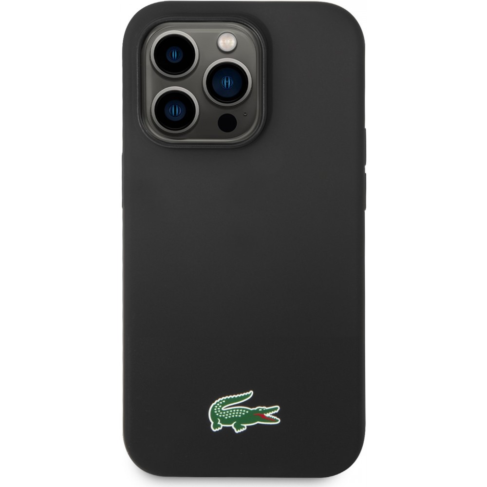 iPhone 15 Pro Case Hülle - Lacoste Silikon Soft Touch Magsafe - Schwarz