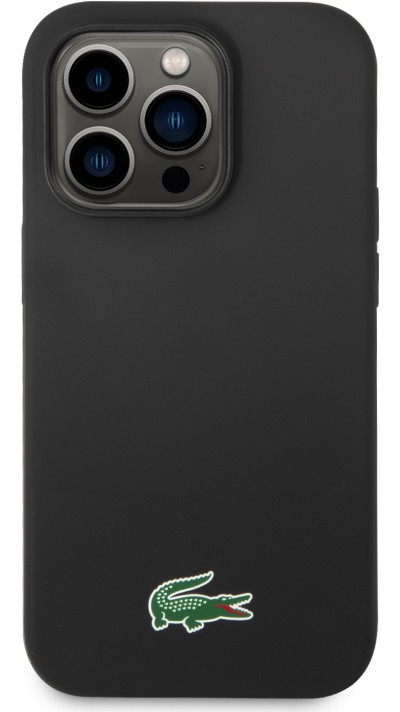 iPhone 14 Pro Case Hülle - Lacoste Silikon Soft Touch Magsafe - Schwarz