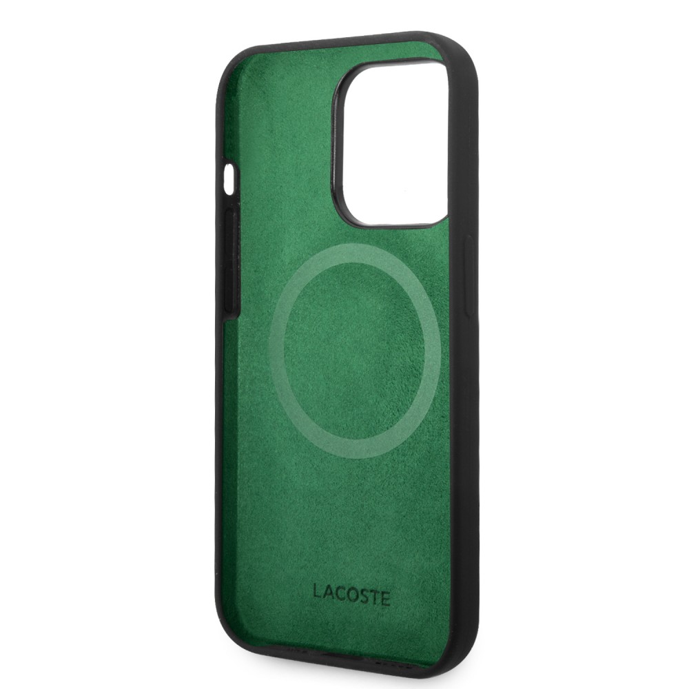 iPhone 15 Pro Case Hülle - Lacoste Silikon Soft Touch Magsafe - Schwarz