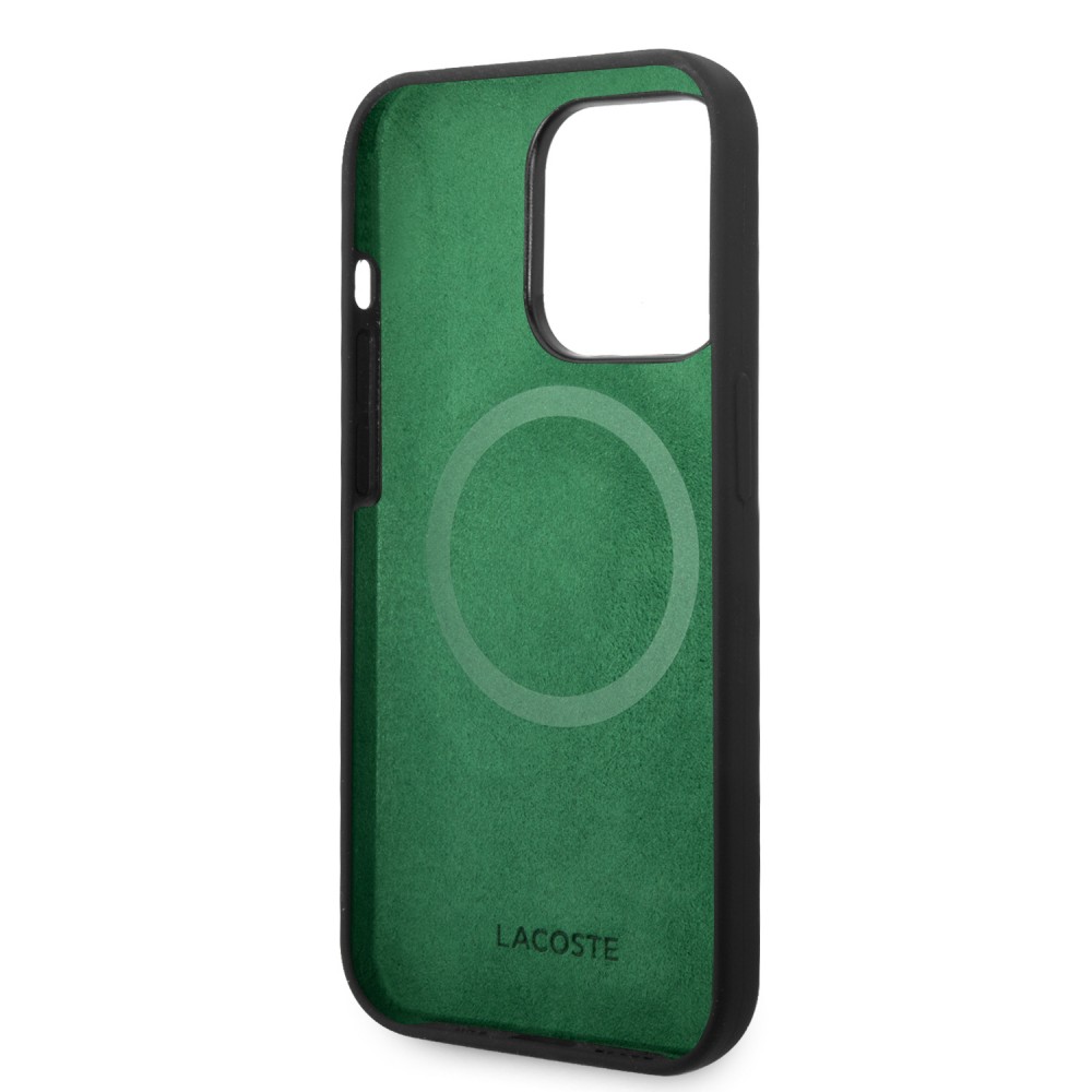 Coque iPhone 14 Pro Max - Lacoste silicone soft touch Magsafe - Noir